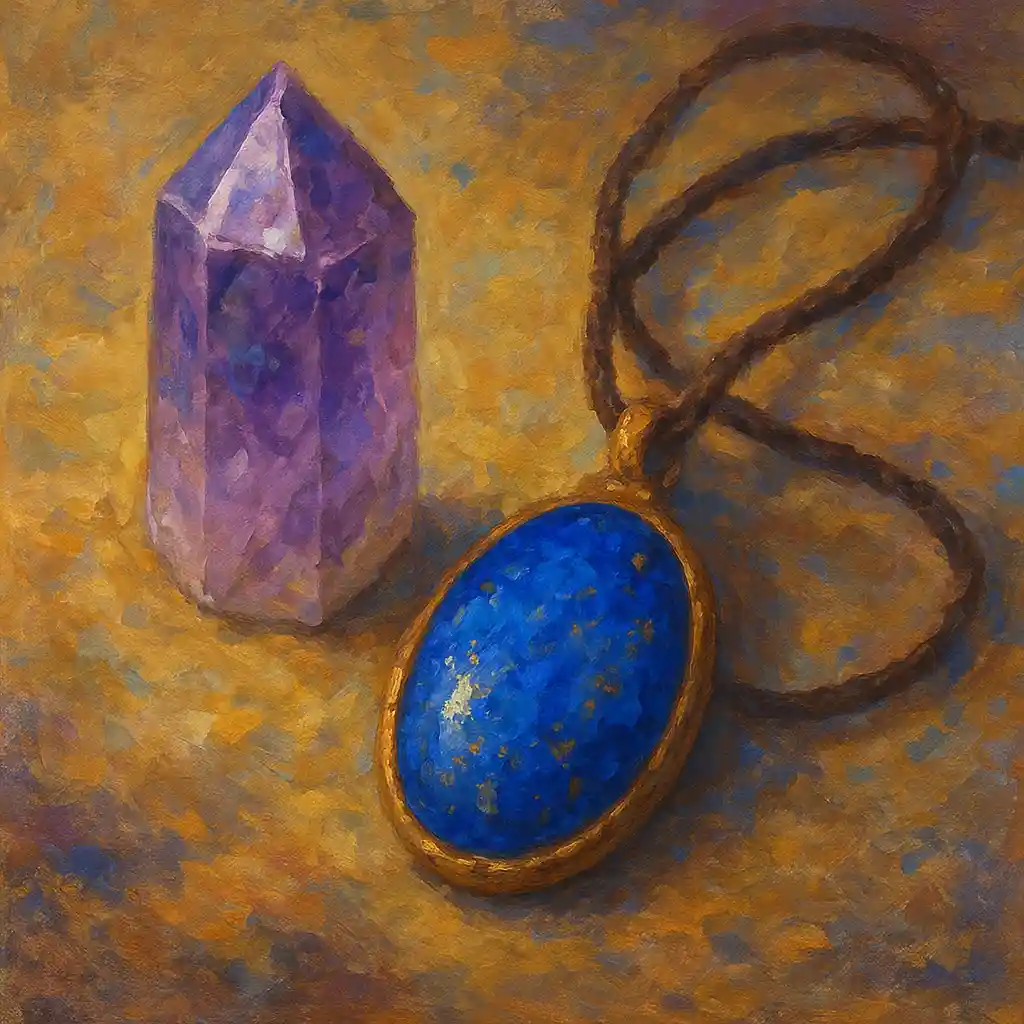 Daily Crystal Routine Amethyst Lapis For Neck